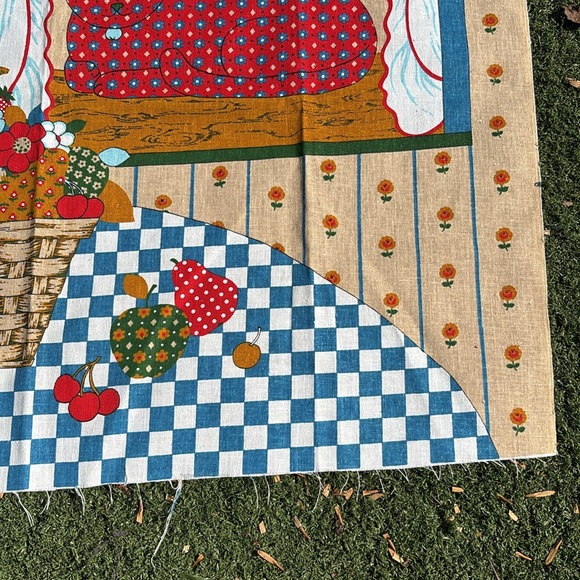 Vintage 70s Home Sweet Home Cat Screen Print Wall Hanging Textile by VIP Fabrics